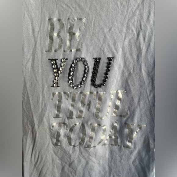 Zara Kids Long Sleeve Be YOU Tiful Today Shirt with Crystals Size 13-14 - Picture 2 of 4